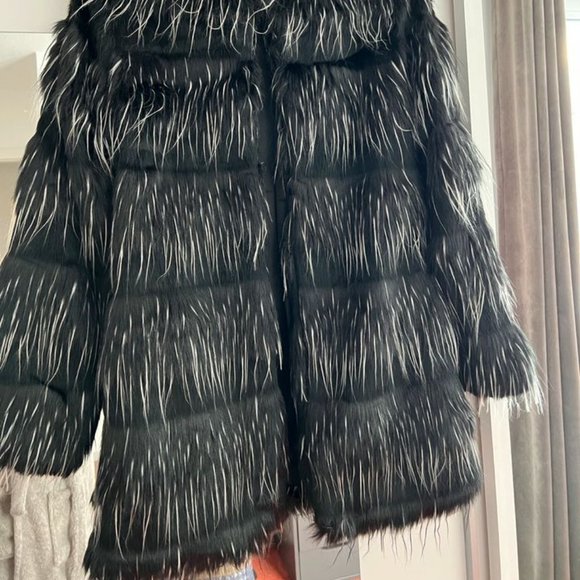 STEVE MADDEN Aesthetic Gothic Shaggy GLAM Faux Fur Coat Size M - Picture 5 of 11